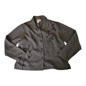 Coldwater Creek Medium Gray Long Sleeve Button Up Jacket